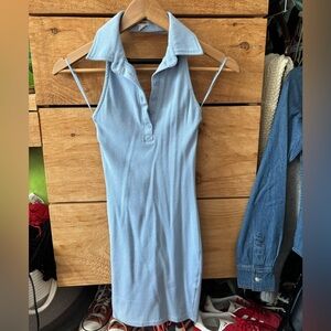 Garage Light Blue Polo Mini Dress